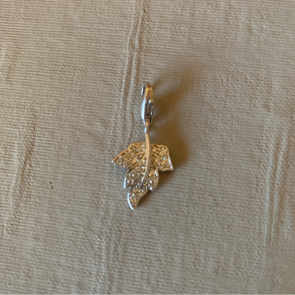 THOMAS SABO 925 Sterling Silver with Pavé Zirconia Leaf Charm